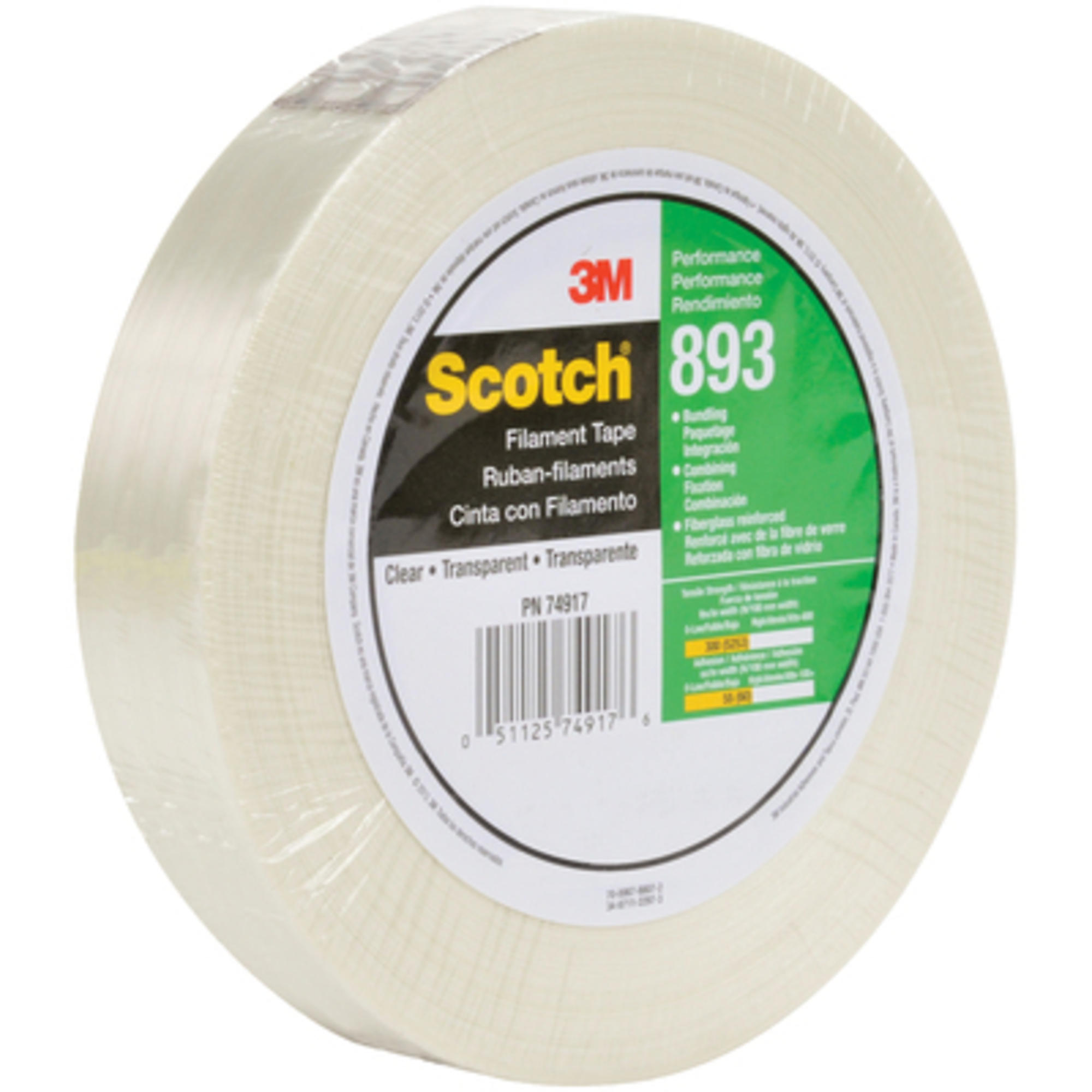 Scotch, 3/4in. x 60 yds. Scotch Filament Tape 893 48/CS, Model# T914893
